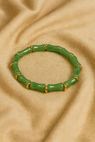 Feng Shui Bracelet, Green Jade Gold Beads Stretch Protection Money Bracelet Wealth For Women Trendy Dainty Waterproof Abundance Rich Fortune Spiritual Jewelry Gift in Saudi Arabia