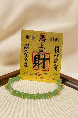 Feng Shui Bracelet, Green Jade Gold Beads Stretch Protection Money Bracelet Wealth For Women Trendy Dainty Waterproof Abundance Rich Fortune Spiritual Jewelry Gift in Saudi Arabia