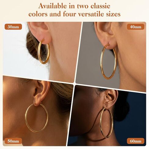 8 Pairs Gold Silver Hoop Earrings for Women, Hypoallergenic Stainless Steel Two Tone hoop earrings set, Lightweight Earrings Hoops for Women 4 Sizes (30/40/50/60mm) in Saudi Arabia