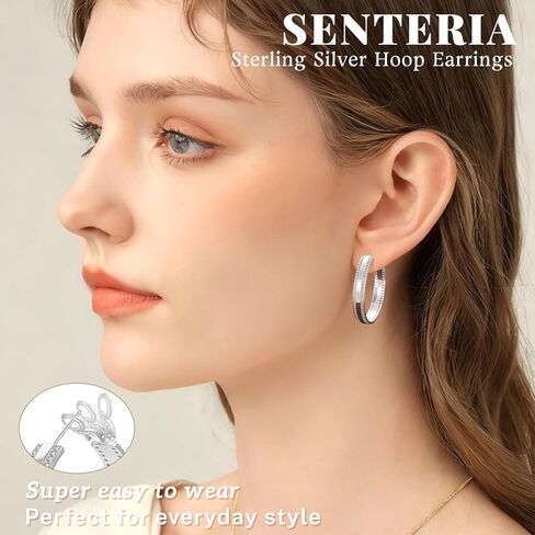 Senteria 6MM واسعة الاسترليني الفضة آخر هوب الأقراط هيبوالرجينيك سباركلي مكعب زركونيا 14K الذهب مطلي سميكة هوب أقراط خفيفة الوزن كبيرة هوب أقراط للنساء هدية 30/40/50MM in Kuwait