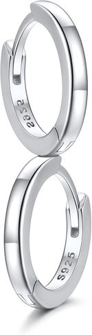 SILVERCUTE 925 الفضة الاسترليني Huggie هوب الأقراط للنساء، هيبوالرجينيك الأقراط الصغيرة خفيفة الوزن الفضة / 14K الذهب الأطواق الغضروف الأقراط للنساء، 8/10/12mm in Kuwait