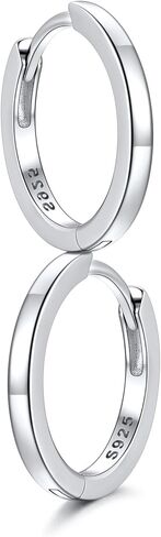 SILVERCUTE 925 الفضة الاسترليني Huggie هوب الأقراط للنساء، هيبوالرجينيك الأقراط الصغيرة خفيفة الوزن الفضة / 14K الذهب الأطواق الغضروف الأقراط للنساء، 8/10/12mm in Kuwait