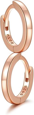 SILVERCUTE 925 الفضة الاسترليني Huggie هوب الأقراط للنساء، هيبوالرجينيك الأقراط الصغيرة خفيفة الوزن الفضة / 14K الذهب الأطواق الغضروف الأقراط للنساء، 8/10/12mm in Kuwait