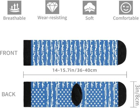 Unisex Fun Novelty Crazy Crew Socks Gun Design American Flag Black Dress Socks in Saudi Arabia