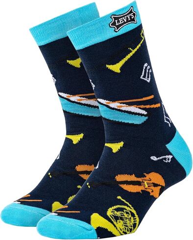 Levy's Leathers Pattern Crew Socks, Cool Novelty Conversation Starter for Musicians, Teachers, and more! in Saudi Arabia