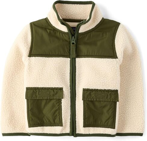 The Children's Place boys And Toddler Long Sleeve Sherpa Fleece Full Zip Jacket in Saudi Arabia