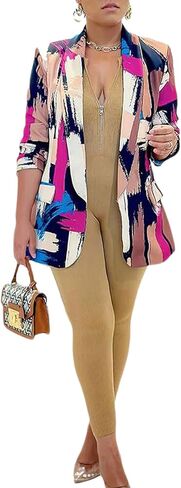 PerZeal Women's Printed Blazer Jacket Long Sleeve Open Front Casual Multicolor Fashion Print Coat in Saudi Arabia