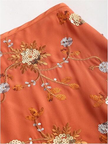 Milumia Women's Boho Floral Embroidery Sequin Mini Skirt Summer Vacation A Line Skirts in Saudi Arabia