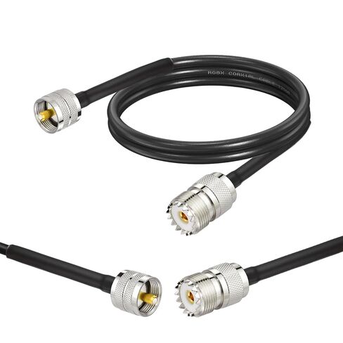 Yuslao PL-259 UHF CB Coax Cable 6ft ، PL-259 uhf ذكر إلى أنثى خسارة منخفضة RG8X كابل CB CB لراديو لحم الخنزير ، محلل الهوائي ، الحمل الوهمي ، متر SWR in Kuwait