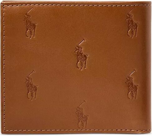 POLO RALPH LAUREN Men's Allover Pony Leather Billfold Wallet tan in Saudi Arabia