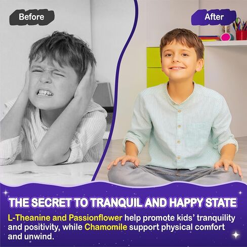 Magnesium Glycinate Gummies for Kids 4+: Sugar Free Magnesium Bisglycinate Gummy with Chamomile, L-Theanine, Lemon Balm, B6, Omega 3, Zinc - Gluten Free, Non-GMO, Vegan, Mixed Berry Flavor in Saudi Arabia
