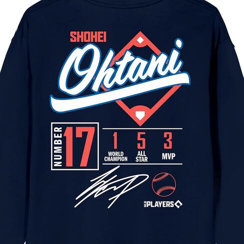 Bioworld Shohei Ohtani Baseball Sports Number 17 Adult Navy Blue Crew Neck Long Sleeve Sweatshirt in Saudi Arabia