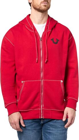 True Religion Men's No. 1 Loose Big T Zip Hoodie – Full Zip Sweatshirt in Saudi Arabia