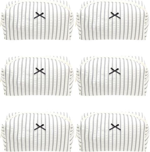PAZIMIIK 6PCS Cozy Makeup Bag Small Aesthetic Travel Zipper Cosmetic Pouch for Women Make Up Beauty Accessories Brushes, Stripe Black in Saudi Arabia