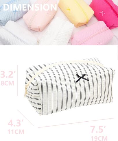 PAZIMIIK 6PCS Cozy Makeup Bag Small Aesthetic Travel Zipper Cosmetic Pouch for Women Make Up Beauty Accessories Brushes, Stripe Black in Saudi Arabia