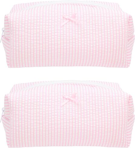 PAZIMIIK 6PCS Cozy Makeup Bag Small Aesthetic Travel Zipper Cosmetic Pouch for Women Make Up Beauty Accessories Brushes, Stripe Black in Saudi Arabia