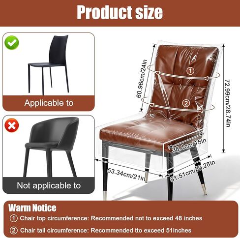 4 قطع من أغطية الكراسي البلاستيكية، واقيات مقاعد الطعام الشفافة المقاومة للماء من خدوش القطط والغبار والانسكابات وشعر الحيوانات الأليفة، مناسبة عالميًا للكراسي القياسية بدون أذرع in Kuwait