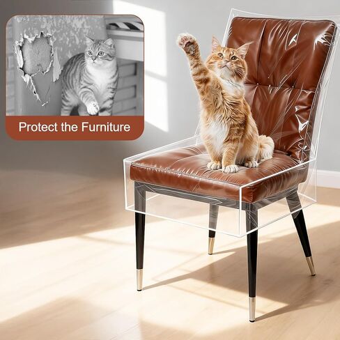 4 قطع من أغطية الكراسي البلاستيكية، واقيات مقاعد الطعام الشفافة المقاومة للماء من خدوش القطط والغبار والانسكابات وشعر الحيوانات الأليفة، مناسبة عالميًا للكراسي القياسية بدون أذرع in Kuwait