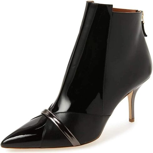 FSJ Women Glossy Mid Heel Boots Boots مدببة إصبع القدم Bootie Chelsea Zipper Fall Fash in Kuwait