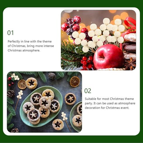 VOSAREA 30pcs White Fake Berry Stems Christmas Berries Picks Artificial Fruits for Home Decorative Party Wedding Christmas Tree Wreaths Holiday Supplies (3.38×0.79 inch) in Saudi Arabia