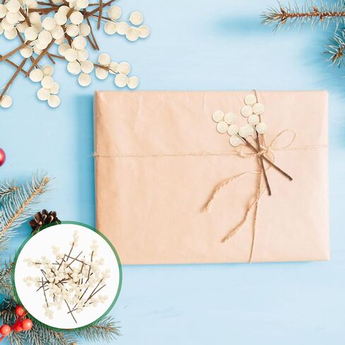 VOSAREA 30pcs White Fake Berry Stems Christmas Berries Picks Artificial Fruits for Home Decorative Party Wedding Christmas Tree Wreaths Holiday Supplies (3.38×0.79 inch) in Saudi Arabia