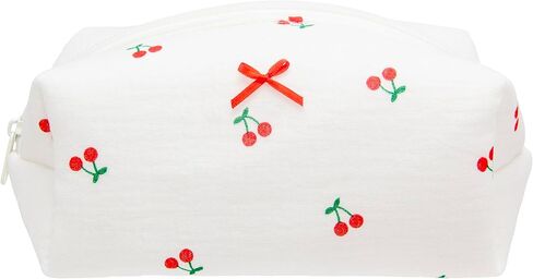 PAZIMIIK 6 قطع حقيبة مكياج مريحة صغيرة جمالية للسفر بسحاب حقيبة مستحضرات التجميل للنساء فرش مكياج وإكسسوارات التجميل، شريط أسود in Kuwait