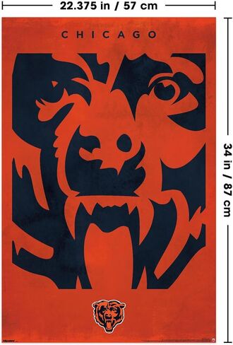 ملصق حائط بشعار NFL Chicago Bears - مقاس 25، مقاس 34 بوصة × 22.4 عرض، إصدار غير مؤطر in Kuwait