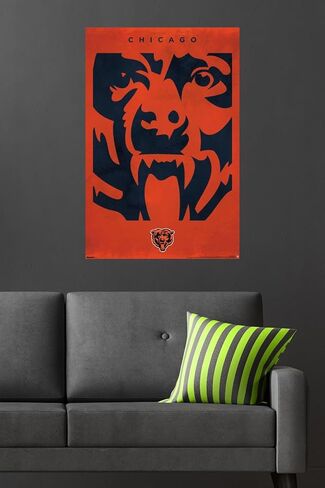 ملصق حائط بشعار NFL Chicago Bears - مقاس 25، مقاس 34 بوصة × 22.4 عرض، إصدار غير مؤطر in Kuwait