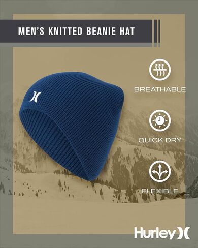 Hurley Mens Icon Staple Beanie - Classic Loose Knitted Lightweight Hat for Men in Saudi Arabia