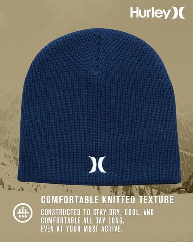 Hurley Mens Icon Staple Beanie - Classic Loose Knitted Lightweight Hat for Men in Saudi Arabia