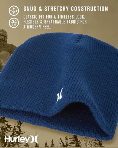 Hurley Mens Icon Staple Beanie - Classic Loose Knitted Lightweight Hat for Men in Saudi Arabia