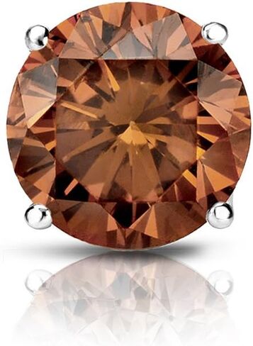1/8 to 1 Carat Brown Diamond Round Single Stud Earring in 14k Gold Push Back (SI1-SI2) 4-Prong Basket by Diamond Wish in Saudi Arabia