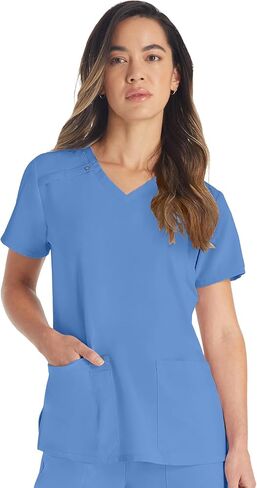Dickies Women's Scrub Top V -neck Top مع 2 جيوب ، فتل الرطوبة ونسيج امتداد 360 درجة - DK615 in Saudi Arabia
