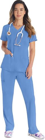Dickies Women's Scrub Top V -neck Top مع 2 جيوب ، فتل الرطوبة ونسيج امتداد 360 درجة - DK615 in Saudi Arabia