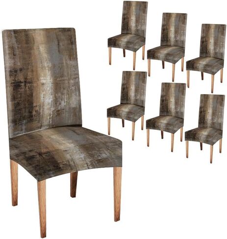 TOMWISH Seat Covers for Dining Room Set of 6 Slipcovers Brown Abstract Art Stretch Spandex Dining Chair Slipcovers Removable Parson Chair Covers for Kitchen Hotel Restaurant Banquet Ceremony in Saudi Arabia