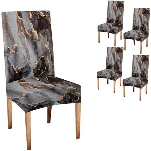 TOMWISH Seat Covers for Dining Room Set of 6 Slipcovers Brown Abstract Art Stretch Spandex Dining Chair Slipcovers Removable Parson Chair Covers for Kitchen Hotel Restaurant Banquet Ceremony in Saudi Arabia