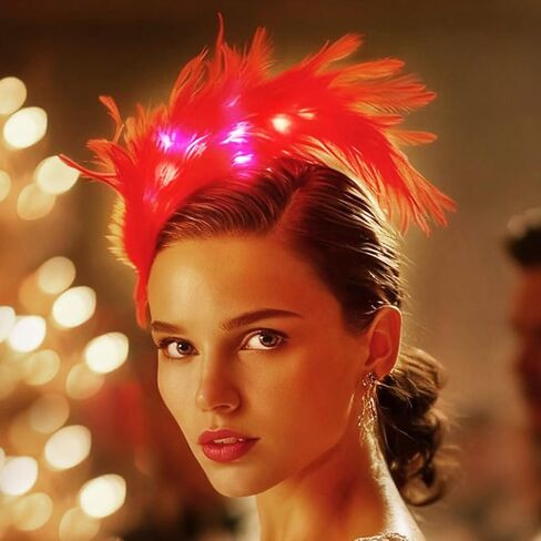 DRESBE Light Up 1920s Feather Fascinator Headband LED Cocktail Tea Party Hair Accessories for Women in Saudi Arabia