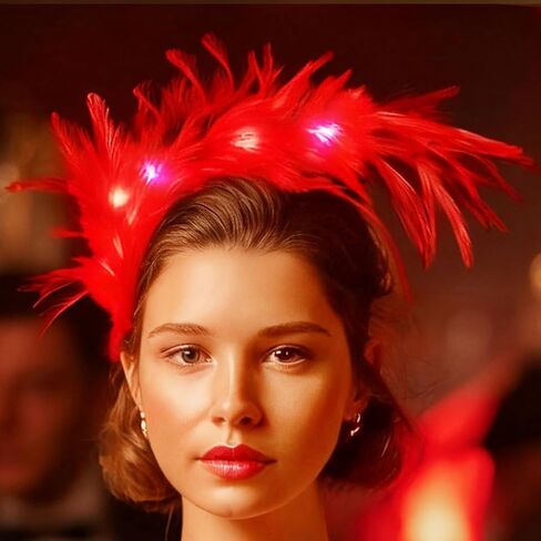 DRESBE Light Up 1920s Feather Fascinator Headband LED Cocktail Tea Party Hair Accessories for Women in Saudi Arabia