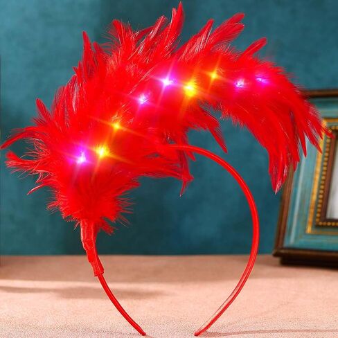 DRESBE Light Up 1920s Feather Fascinator Headband LED Cocktail Tea Party Hair Accessories for Women in Saudi Arabia