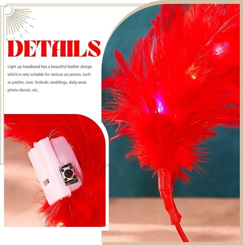 DRESBE Light Up 1920s Feather Fascinator Headband LED Cocktail Tea Party Hair Accessories for Women in Saudi Arabia
