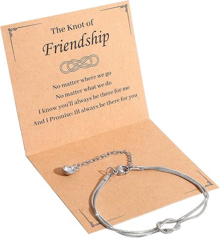 Grevosea Friendship Bracelets for Women, Love Knot Best Friend Bracelet with Greeting Card and Gift Bag Friendship Gifts for Women Bff Bestie Birthday Christmas Jewelry Gift in Saudi Arabia