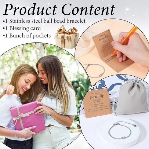 Grevosea Friendship Bracelets for Women, Love Knot Best Friend Bracelet with Greeting Card and Gift Bag Friendship Gifts for Women Bff Bestie Birthday Christmas Jewelry Gift in Saudi Arabia