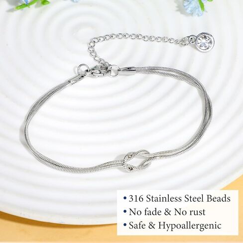 Grevosea Friendship Bracelets for Women, Love Knot Best Friend Bracelet with Greeting Card and Gift Bag Friendship Gifts for Women Bff Bestie Birthday Christmas Jewelry Gift in Saudi Arabia