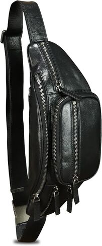 Genuine Leather Fanny Packs for Women and Men Waist Bag Vintage Hip Bum Bag Over Shoulder Crossbody Sling Bag (Black) in Saudi Arabia