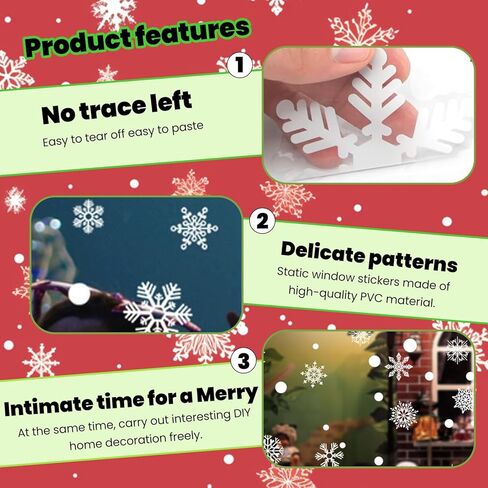 115PCS Christmas Window Clings Snowflakes - 4 Sheets Cute Christmas Decorations Holiday Ideal for Glass & Home, Outdoor & Indoor DIY Sticker, Party Supplies in Saudi Arabia