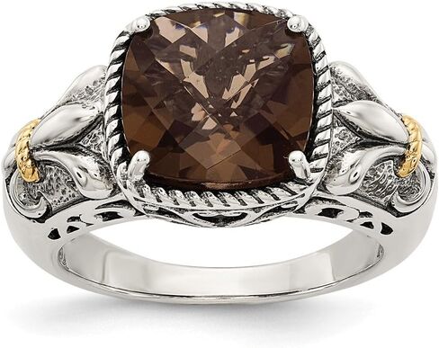 Jewels By Lux Sterling Silver w/14K Gold Smoky Quartz Ring in Saudi Arabia