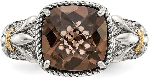 Jewels By Lux Sterling Silver w/14K Gold Smoky Quartz Ring in Saudi Arabia