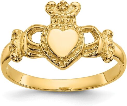 Solid 14K Yellow Gold Polished Ladies Claddagh Ring in Saudi Arabia