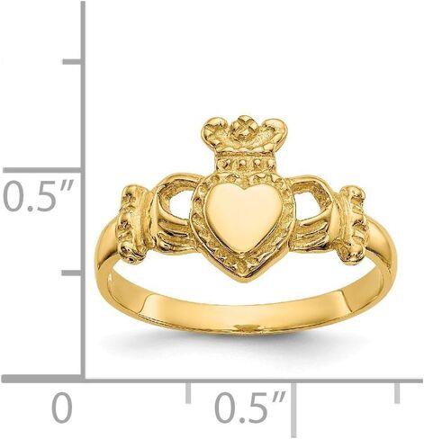 Solid 14K Yellow Gold Polished Ladies Claddagh Ring in Saudi Arabia