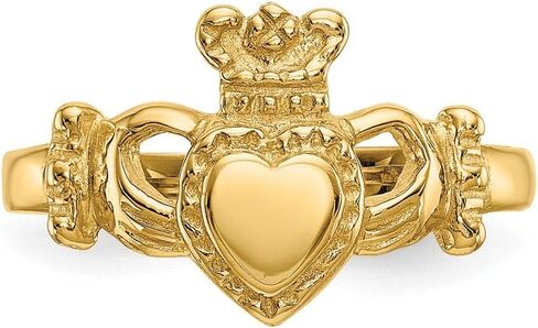 Solid 14K Yellow Gold Polished Ladies Claddagh Ring in Saudi Arabia